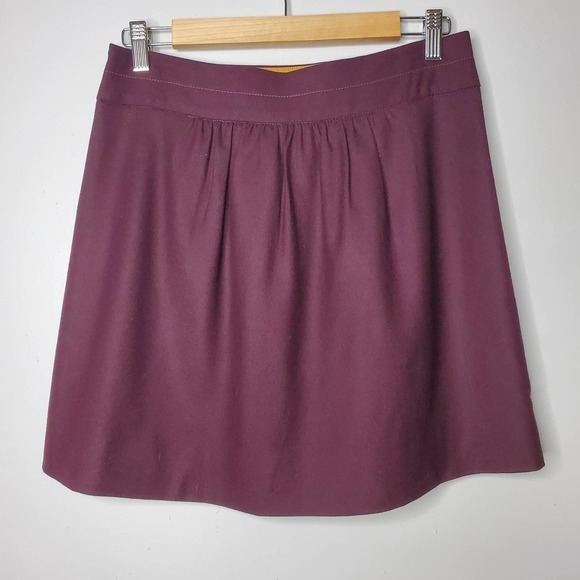 J. Crew Wool Blend Sidewalk Skirt Burgundy Size 2 - Picture 2 of 8